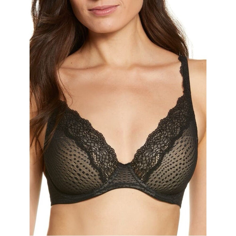 NWT Natori Beyond Underwire Contour Bra Size 38DD Black Lace Plunge J Hook NEW